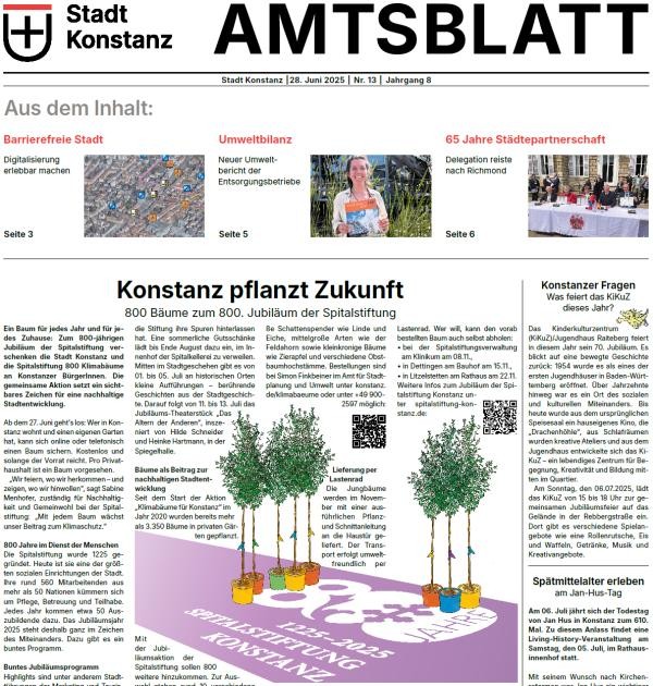 Ausschnitt aus der Titelseite des Amtsblattes