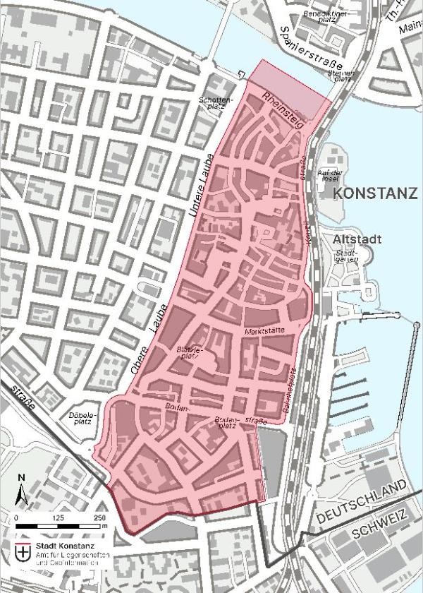 Stadtkarte mit eingezeichnetem Geltungsbereich