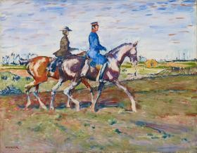 August Deusser (1870 Köln - 1942 Konstanz); Reiterpaar (Kürassieroffizier mit Dame zu Pferde), 1910-1911; Deusser-Stiftung, Schweiz